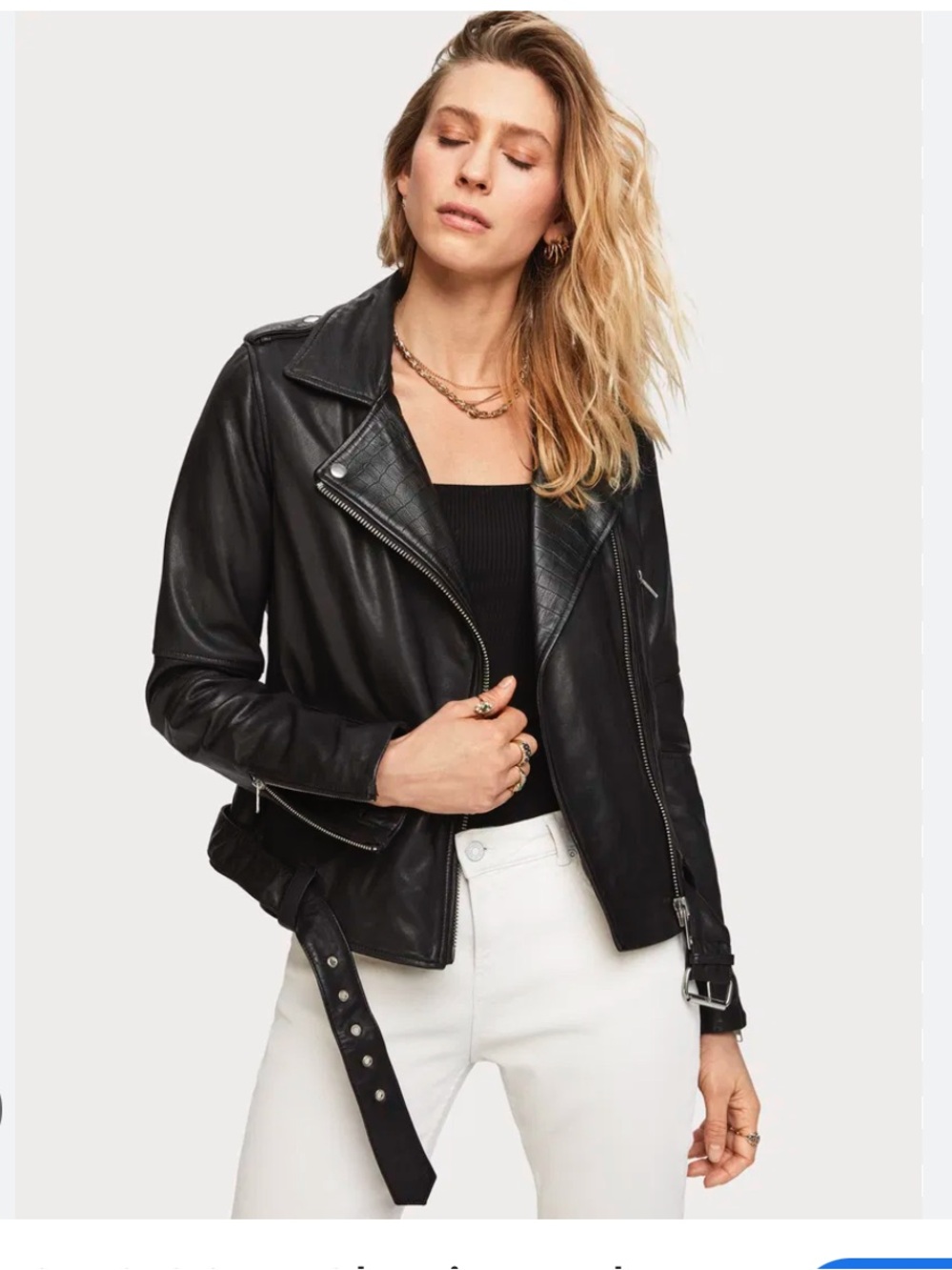 Scotch & Soda Black Leather Moto Jacket